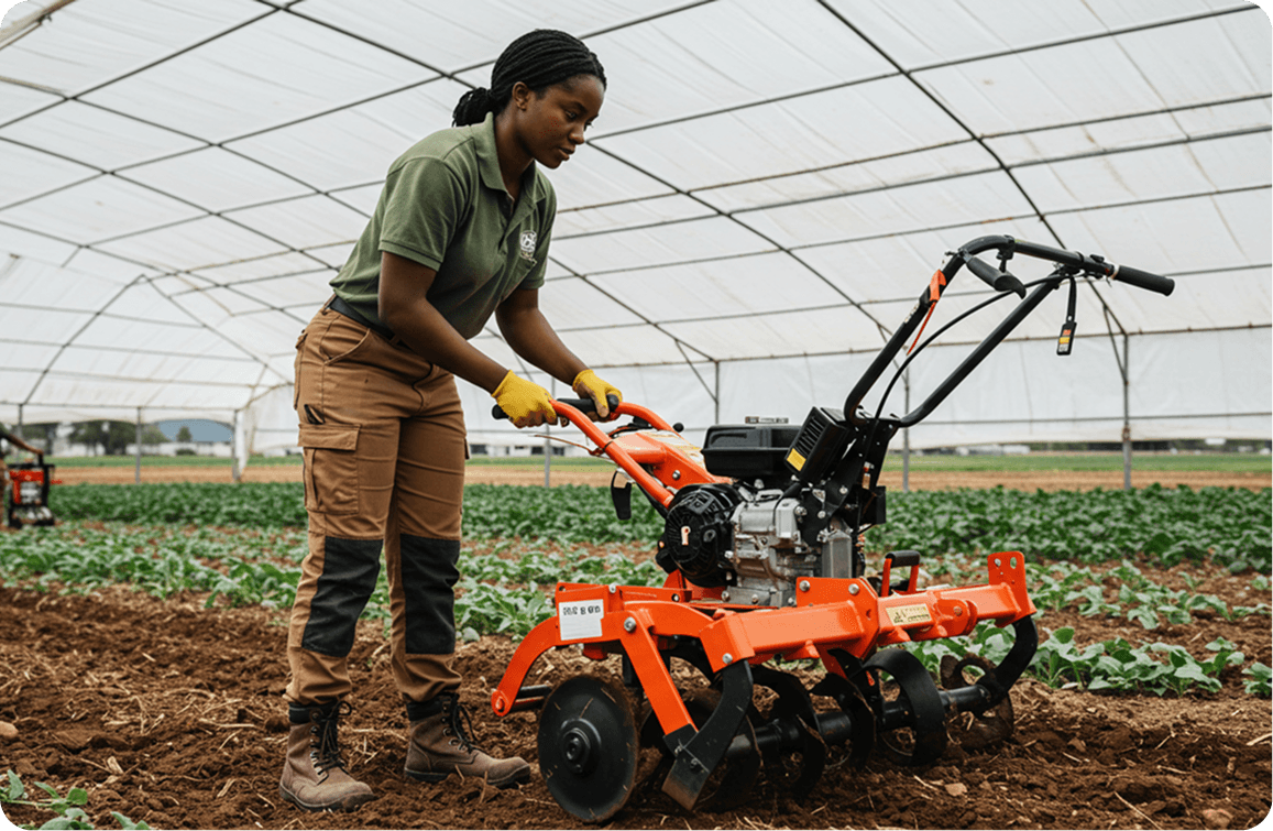 Person using farming equipment